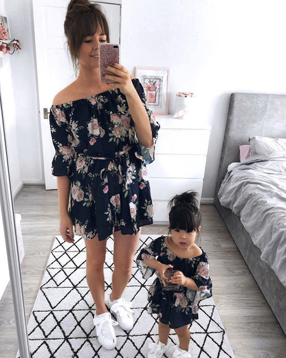 Mom and Me Off Shoulder Floral Mini Dress